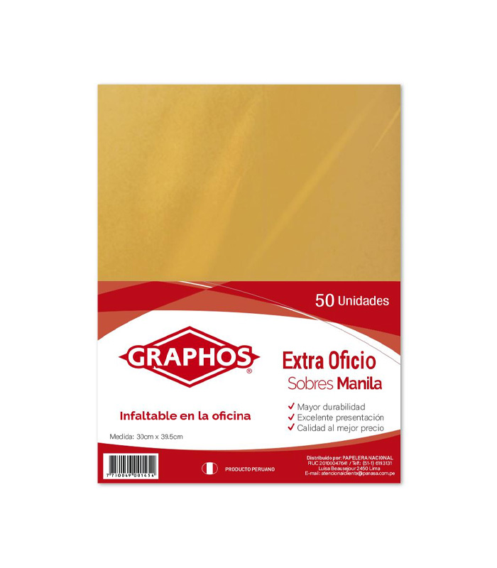 Capa 6 Sobres Manila Graphos Extra Oficio - Paquete x 50 - Imagen 1